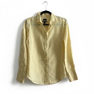 J Crew Baird McNutt Irish Linen Long Sleeve Perfect Shirt Women's 2T Tall Yellow